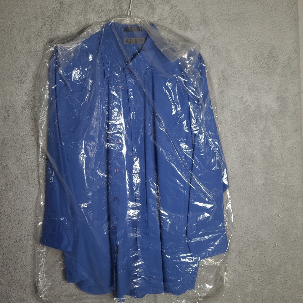 Oleg Cassini Blue Casual Button Down Shirt - Picture 7 of 7